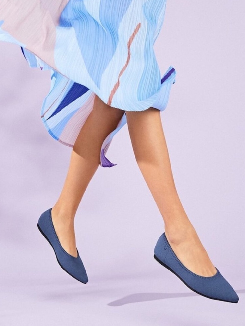 Vivaia Aria Pointed Toe Flat in Denim Blue Size 38